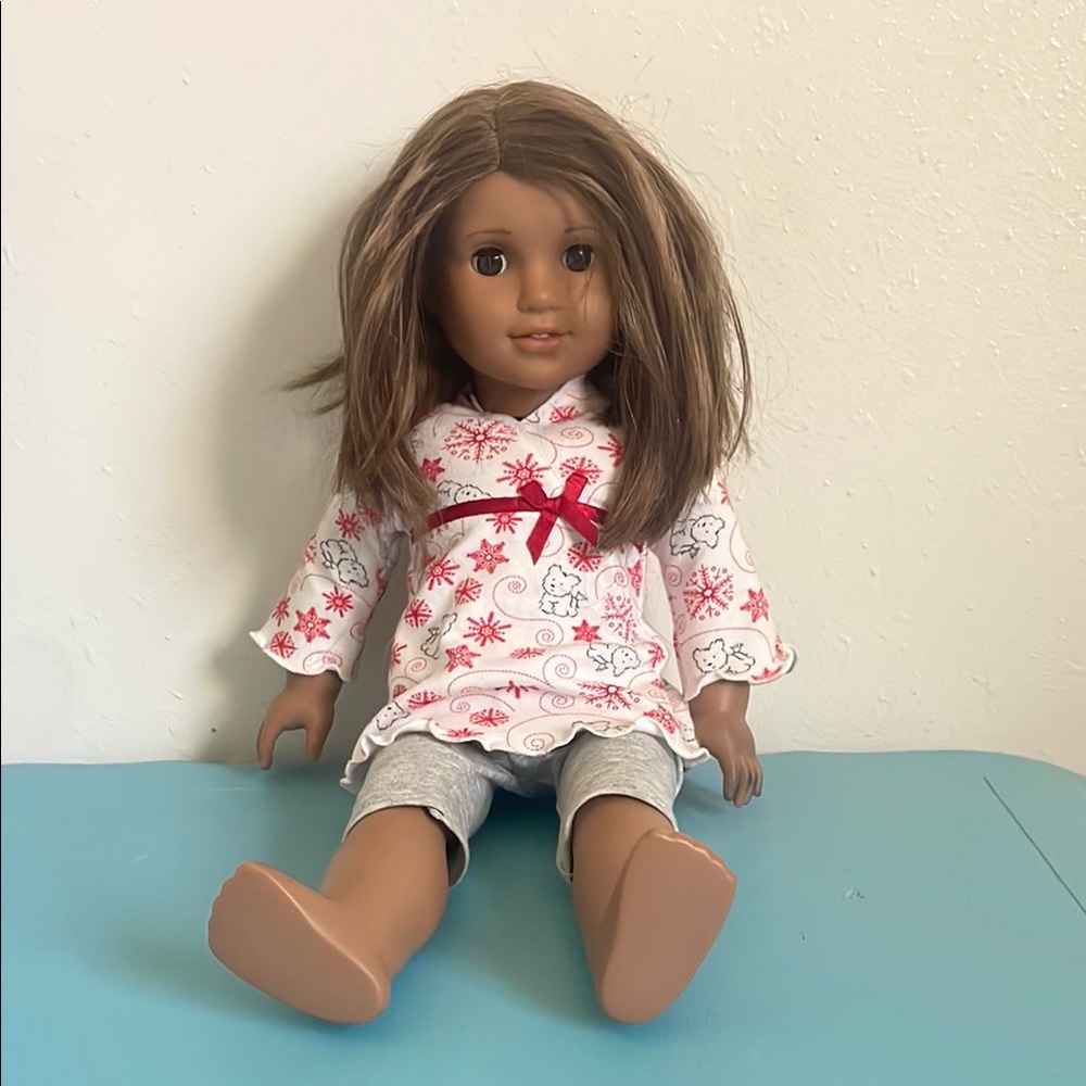 Brown-Haired Doll with Red and White Outfit